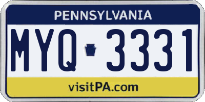 PA license plate MYQ3331