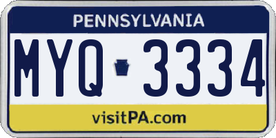 PA license plate MYQ3334