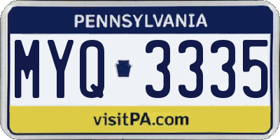 PA license plate MYQ3335