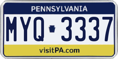 PA license plate MYQ3337