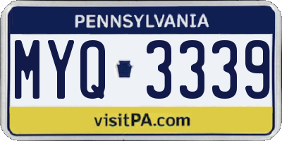 PA license plate MYQ3339