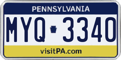 PA license plate MYQ3340