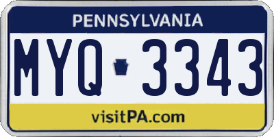PA license plate MYQ3343