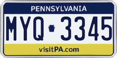 PA license plate MYQ3345