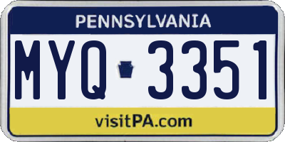 PA license plate MYQ3351