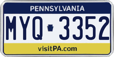 PA license plate MYQ3352