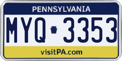 PA license plate MYQ3353