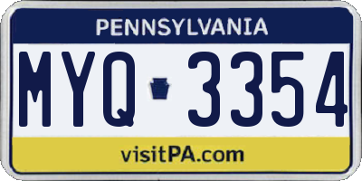 PA license plate MYQ3354