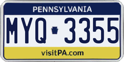 PA license plate MYQ3355