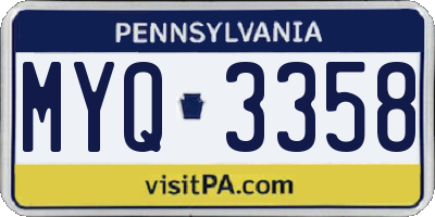 PA license plate MYQ3358