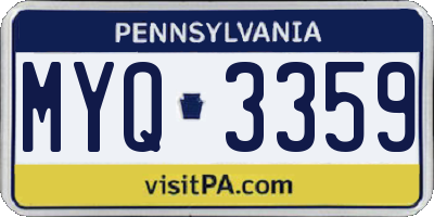 PA license plate MYQ3359