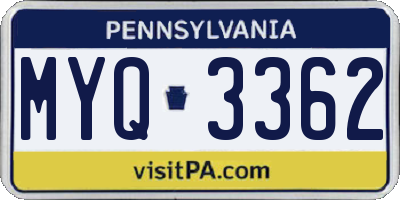 PA license plate MYQ3362