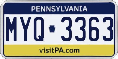 PA license plate MYQ3363