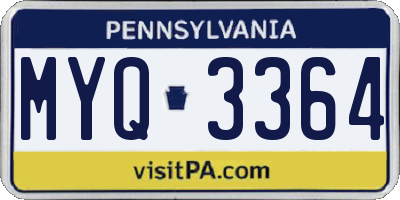 PA license plate MYQ3364