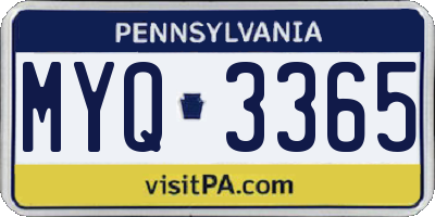 PA license plate MYQ3365
