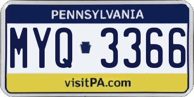 PA license plate MYQ3366