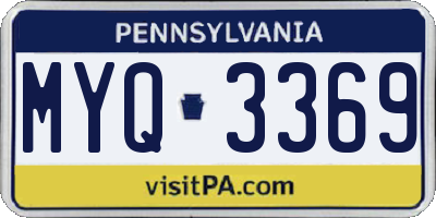 PA license plate MYQ3369