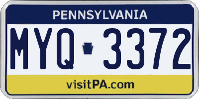 PA license plate MYQ3372