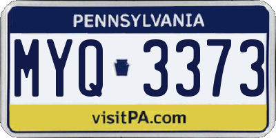 PA license plate MYQ3373