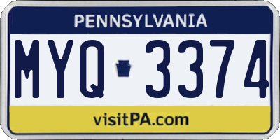 PA license plate MYQ3374