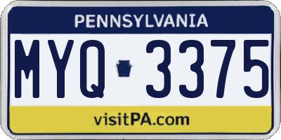 PA license plate MYQ3375