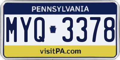 PA license plate MYQ3378