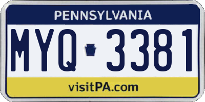 PA license plate MYQ3381