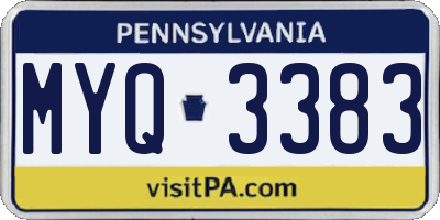 PA license plate MYQ3383