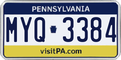 PA license plate MYQ3384