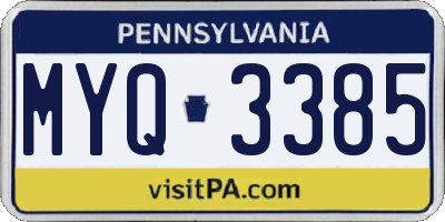 PA license plate MYQ3385