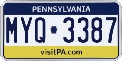 PA license plate MYQ3387