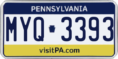 PA license plate MYQ3393