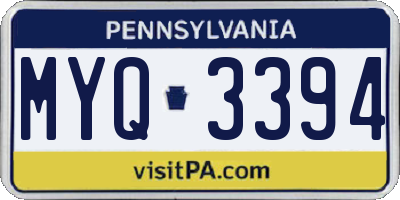 PA license plate MYQ3394