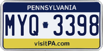 PA license plate MYQ3398