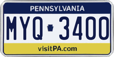 PA license plate MYQ3400