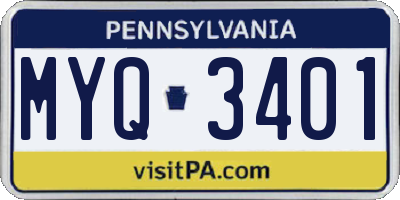 PA license plate MYQ3401