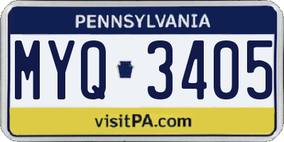 PA license plate MYQ3405