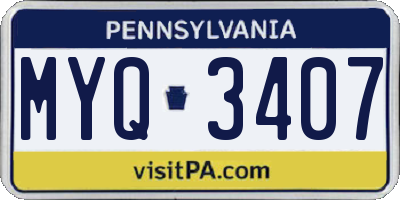 PA license plate MYQ3407