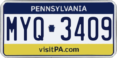 PA license plate MYQ3409