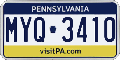 PA license plate MYQ3410