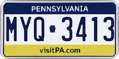 PA license plate MYQ3413