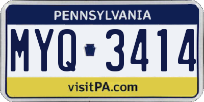 PA license plate MYQ3414