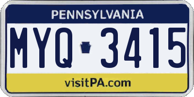 PA license plate MYQ3415