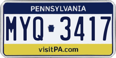 PA license plate MYQ3417