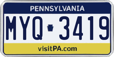 PA license plate MYQ3419