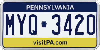 PA license plate MYQ3420