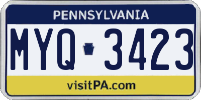 PA license plate MYQ3423