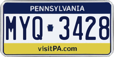 PA license plate MYQ3428