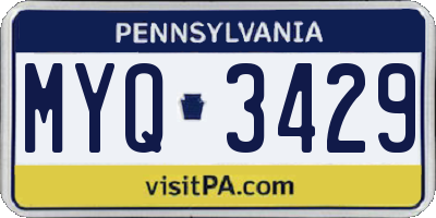 PA license plate MYQ3429