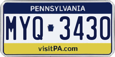 PA license plate MYQ3430
